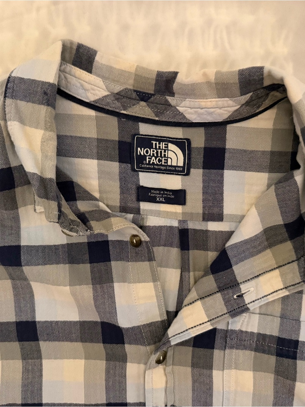The North Face Men's Navy, White & Gray Plaid Button-Down Shirt